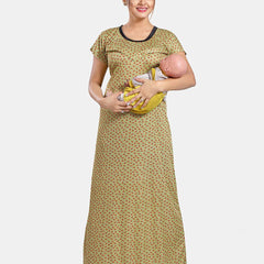 Be You Floral Printed Satin Maternity Maxi Sweat Nightdress