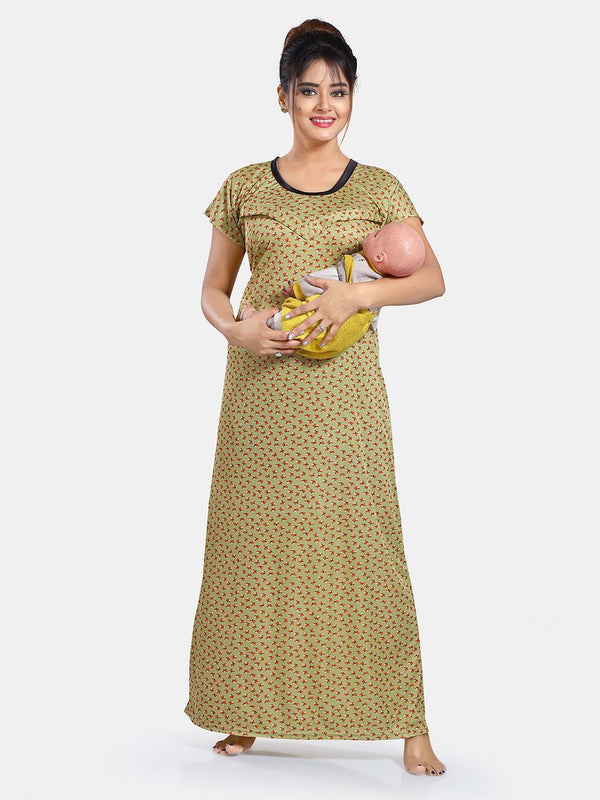 Be You Floral Printed Satin Maternity Maxi Sweat Nightdress