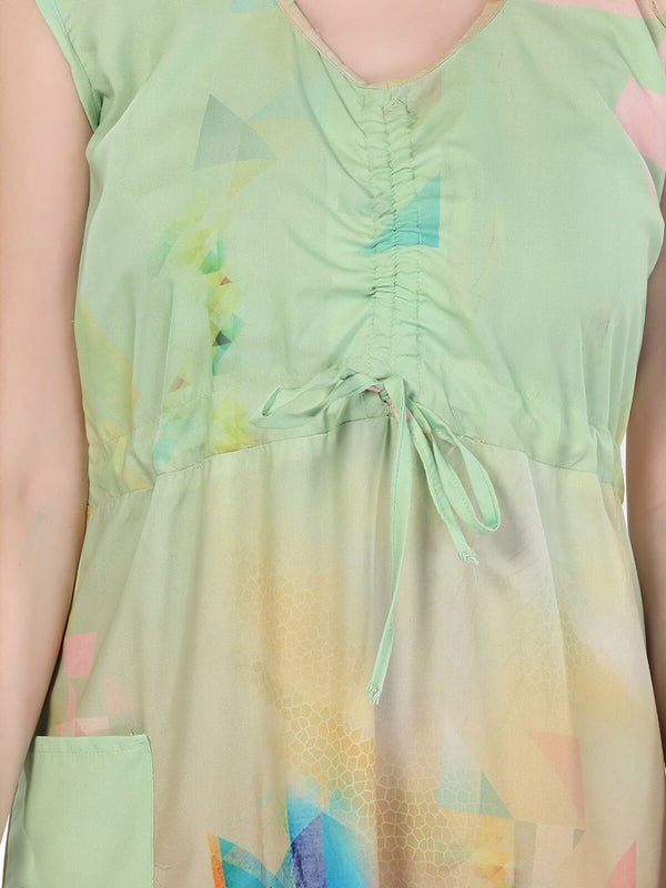 Be You Green Printed Maxi Nightdress