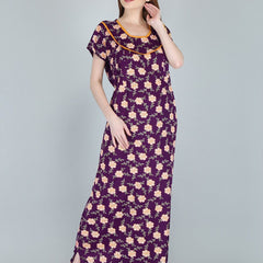 Be You Women Printed Maternity Maxi Nightdress