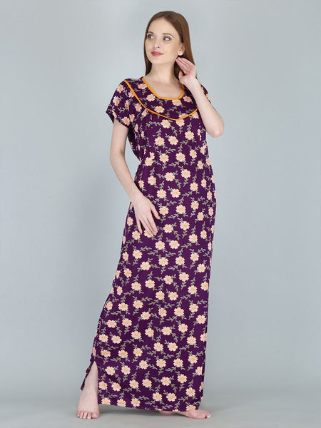 Be You Women Printed Maternity Maxi Nightdress