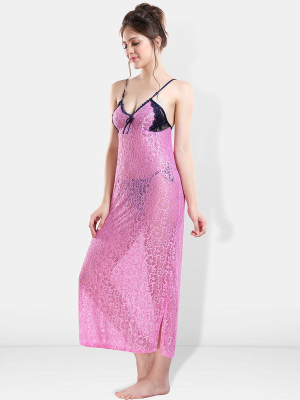 Be You Shoulder Straos Lace Detail Maxi Nightdress With Robe