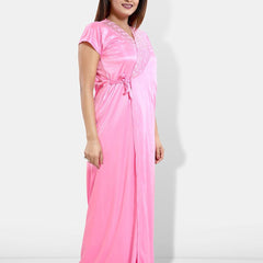 Be You Pack Of 4 Satin Maxi Wrap Nightdress With Lingerie Set