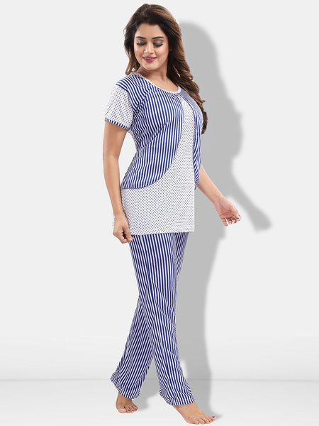 Be You Striped Satin Night Suit