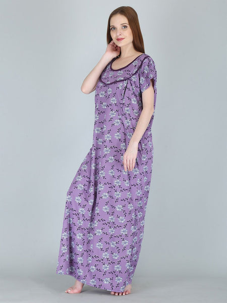 Be You Women Printed Maternity Maxi Nightdress