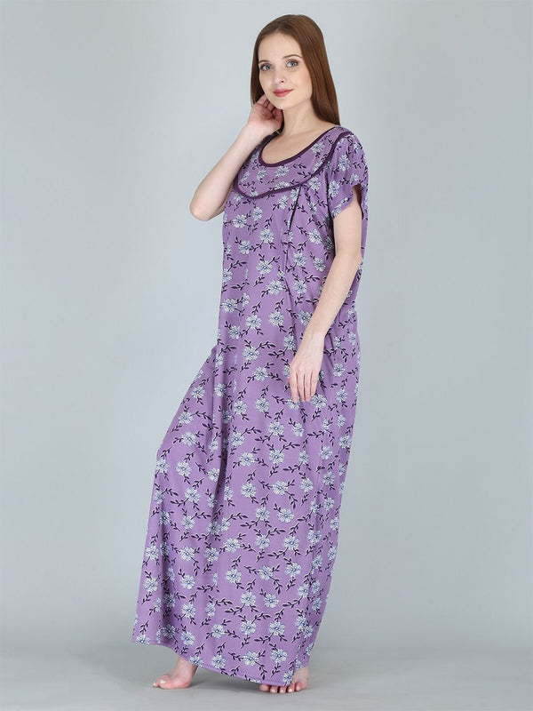 Be You Women Printed Maternity Maxi Nightdress