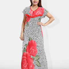 Be You Printed Satin Maternity Feeding Maxi Nightdress
