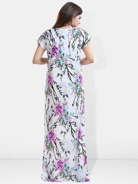 Be You Floral Printed Maxi Satin Maternity Nightdress