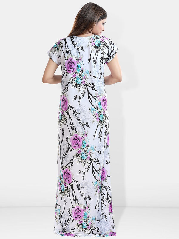 Be You Floral Printed Maxi Satin Maternity Nightdress