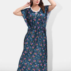 Be You Floral Printed Satin Kaftan Nightdress