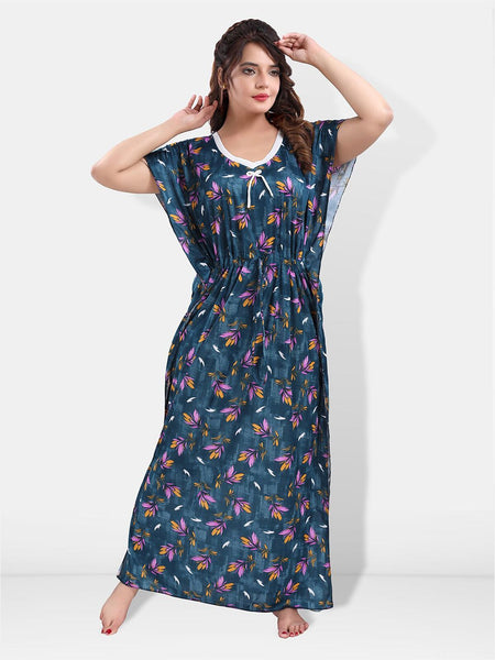 Be You Floral Printed Satin Kaftan Nightdress