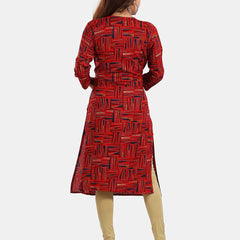 Be You Geometric Printed Round Neck Maternity Straight Kurta