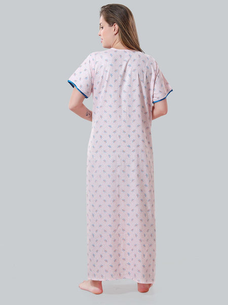 Be You Pink Embroidered Maxi Nightdress