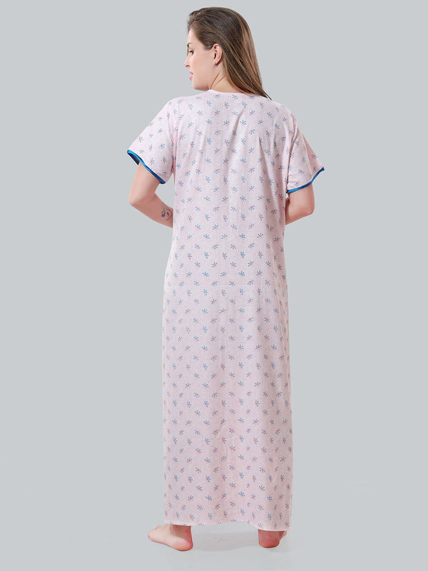 Be You Pink Embroidered Maxi Nightdress