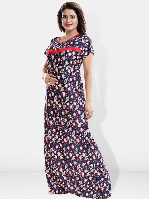 Be You Floral Printed Maxi Satin Maternity Nightdress