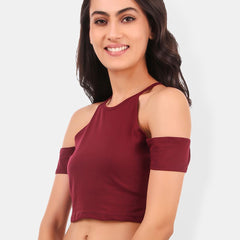 Be You Cold-Shoulder Cotton Crop Top