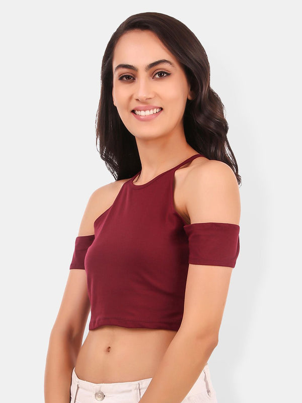 Be You Cold-Shoulder Cotton Crop Top