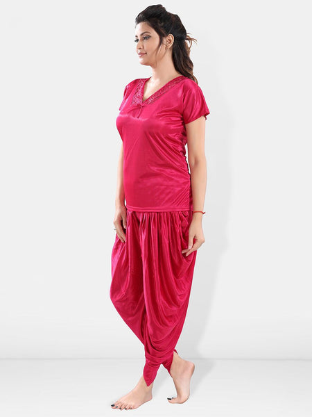 Be You V-Neck Satin Night Suit With Robe