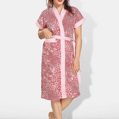 Be You Women Printed Cotton Anti-bacterial Super Soft Bath Robe With Belt