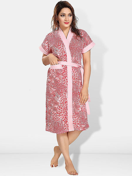 Be You Women Printed Cotton Anti-bacterial Super Soft Bath Robe With Belt