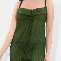 Be You Shoulder Straps Sleeveless Net High-Low Baby Doll With Brief