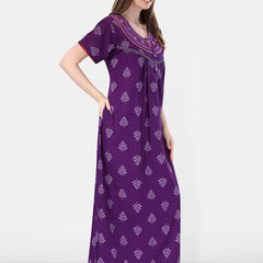 Be You Printed And Embroidered Maxi Nightdress