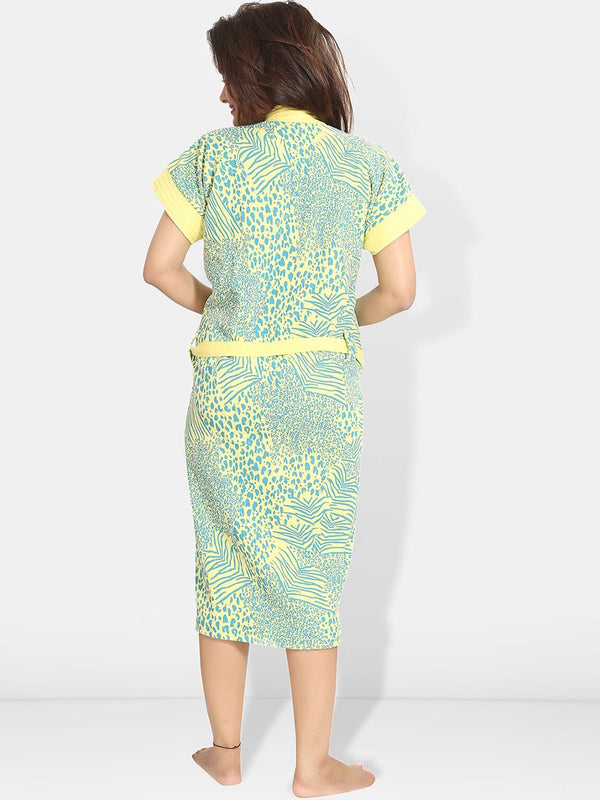 Be You Women Printed Cotton Anti-bacterial Super Soft Bath Robe With Belt