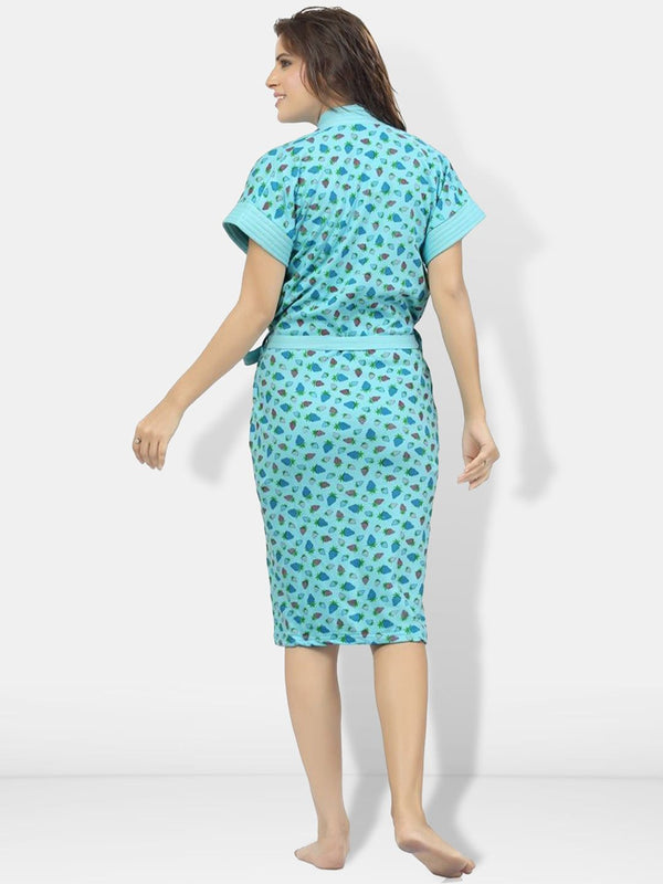 Be You Women Printed Cotton Anti-bacterial Super Soft Bath Robe With Belt