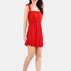 Be You Shoulder Strap Baby Doll Dress With Thong