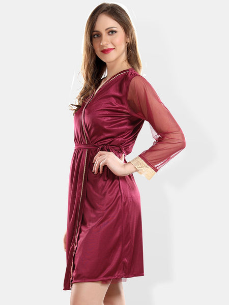Be You Shoulder Straps Nightdress With Robe & Briefs
