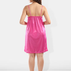 Be You Shoulder Straps Laced Nightdress With Satin Robe And Briefs