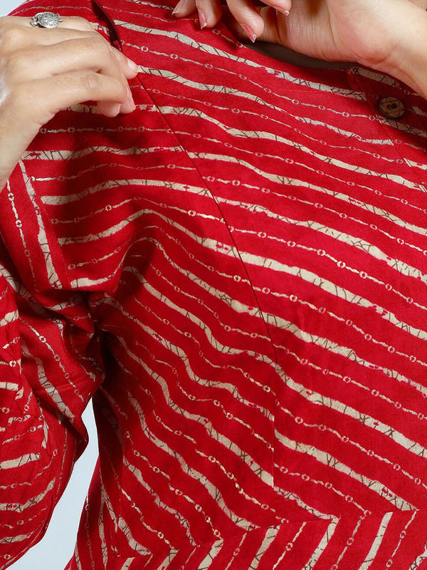 Be You Leheriya Printed Round Neck Kurta