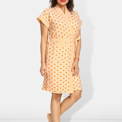 Be You Women Polka Dots Printed Terry Cotton Bath Robe