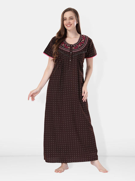 Be You Floral Embroidered Maxi Nightdress