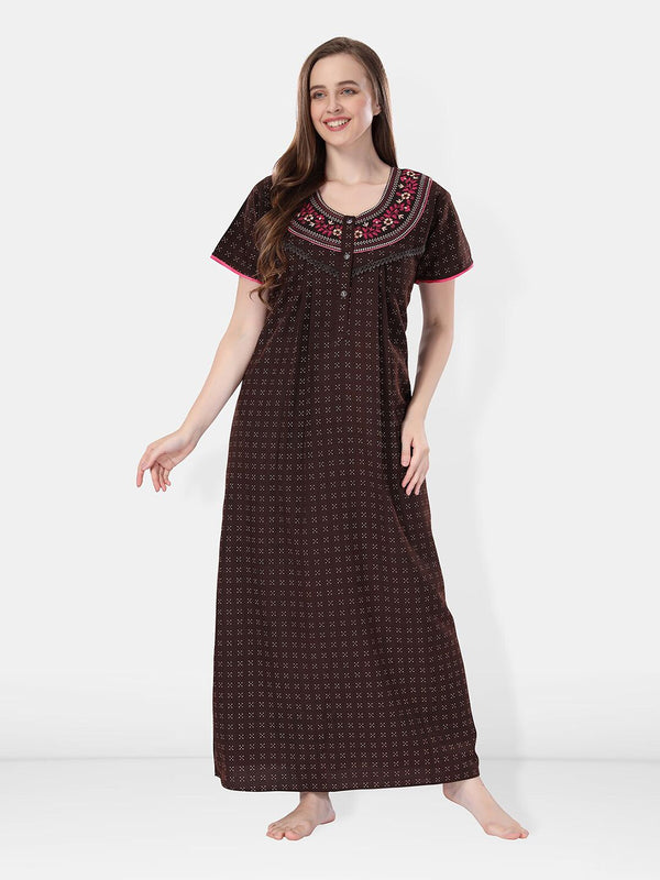 Be You Floral Embroidered Maxi Nightdress