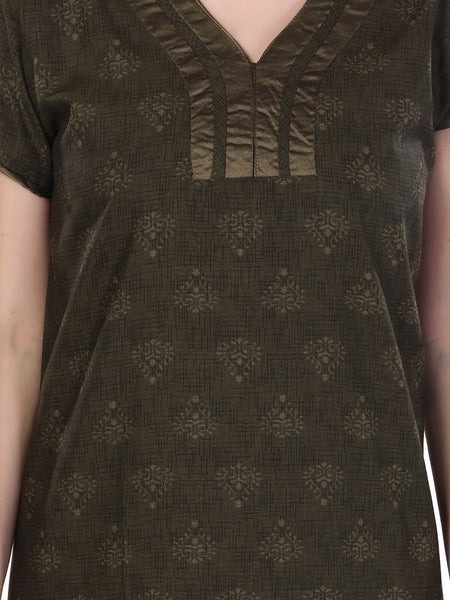 Be You Green Printed Maxi Nightdress