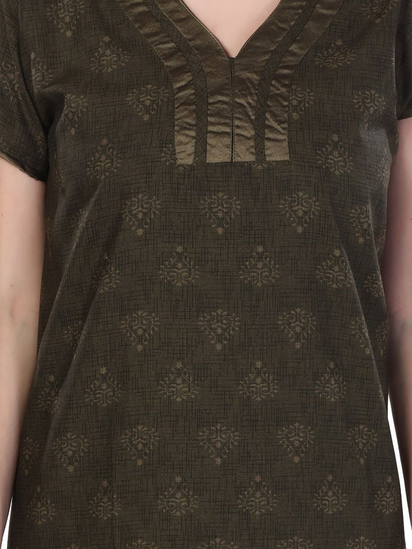 Be You Green Printed Maxi Nightdress
