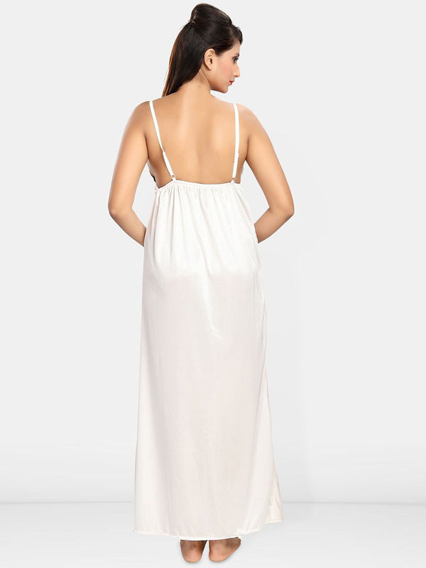 Be You Women Satin Nighty with Robe Nightdress