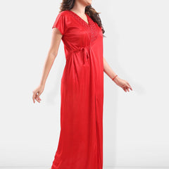 Be You V-Neck Satin Night Suit With Robe