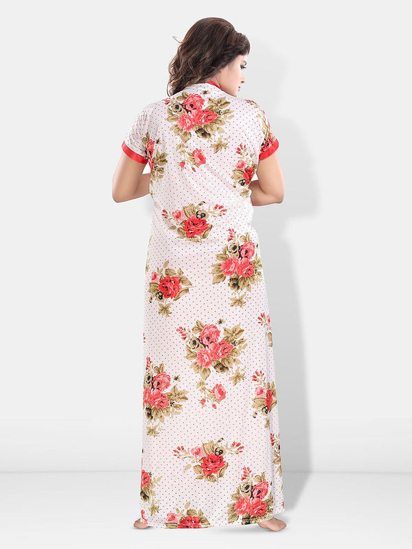 Be You Floral Printed Satin Maxi Nightdress with Robe
