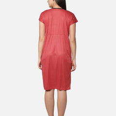 Be You Women  Red Printed Maternity Nightdress