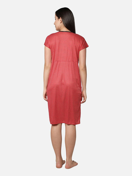 Be You Women  Red Printed Maternity Nightdress