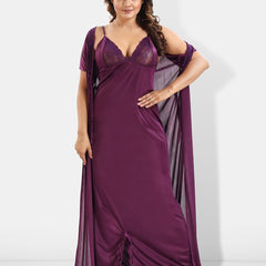 Be You 6 Pieces Satin Maxi Nightdress Set With Robe And Lingerie Set