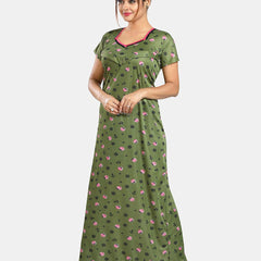 Be You Floral Printed Satin Maternity Maxi Sweat Nightdress
