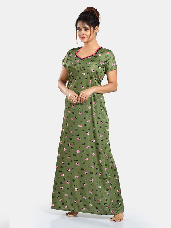 Be You Floral Printed Satin Maternity Maxi Sweat Nightdress