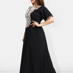 Be You Ethnic Motifs Embroidered Maxi Nightdress