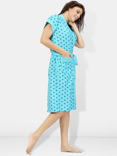 Be You Women Printed Cotton Anti-bacterial Super Soft Bath Robe With Belt