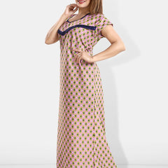 Be You Floral Printed Square Neck Satin Maternity Maxi Nightdress