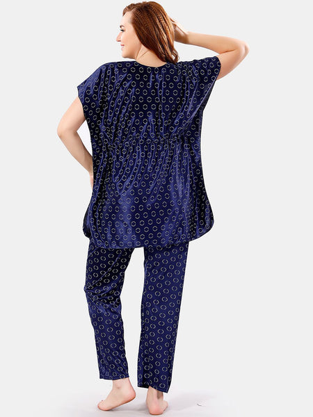 Be You Geometric Printed Satin Night Suit