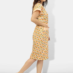 Be You Cream Conversational Cotton Drawstring Knee Length Bath Robe-L/XL